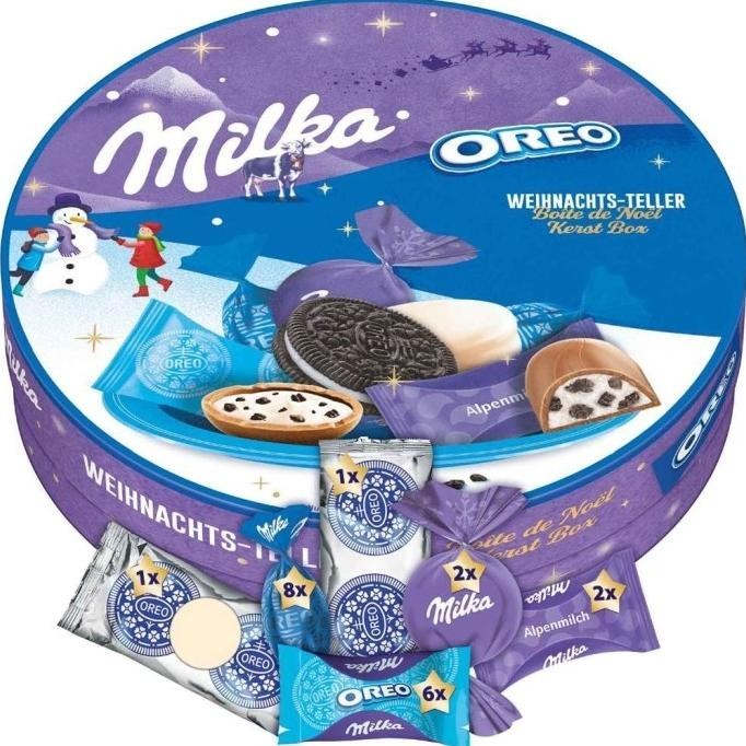 

MILKA Chocolate Mix Christmas Edition Plate Wafer Cokelat Bar Biscuit P67M