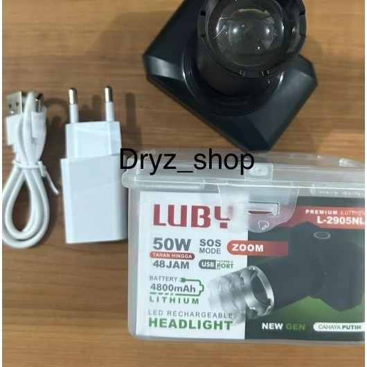 Senter Kepala Luby Zoom Terang Luby 50W L-2905 / Head Lamp Luby L-2905 50W Cahaya Putih / Senter Kep