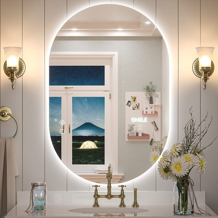 MIRROR LED CERMIN DINDING CERMIN KAMAR MANDI CERMIN BESAR OVAL LED