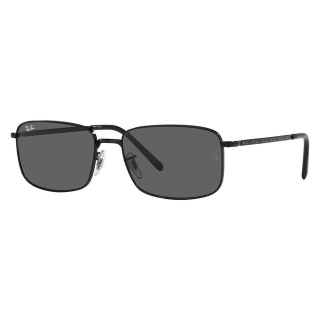 Ray-Ban Sunglass Rectangle RB 3717 002/B1 57 Black w Dark Grey Classic