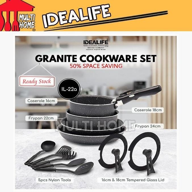Idealife Panci Set / Granite Cookware Set / Il-22A