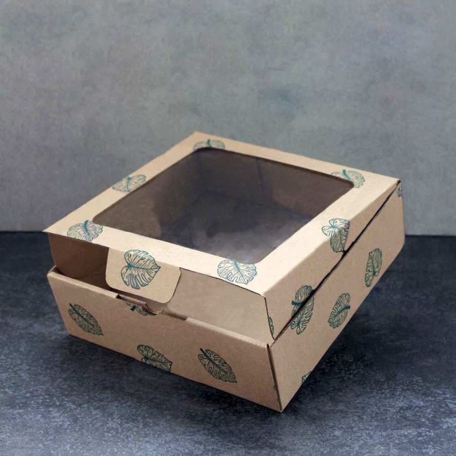 

Kardus Die Cut Cake Box Kotak Kue Coklat Daun size 22 x 22 x 7 cm harga per 10pcs kotak dus unggul box packaging