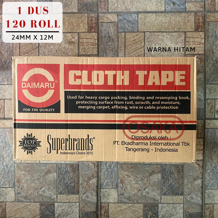 

[Paket 1 Dus Isi 120Pc] Lakban Kain Daimaru Hitam 24Mm / 1 Inch X 12M