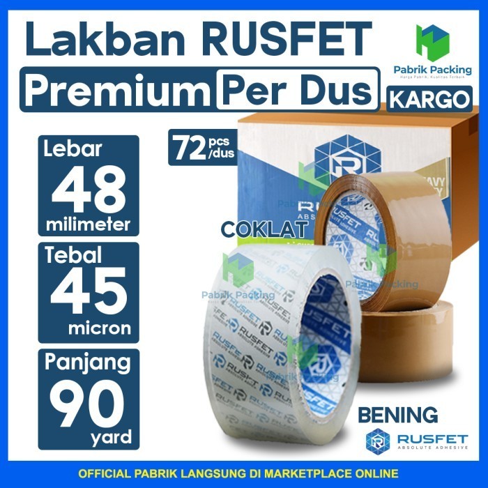 

Lakban Rusfet 48Mm X 90Yard Super Clear Dus - Expedisi/Kargo