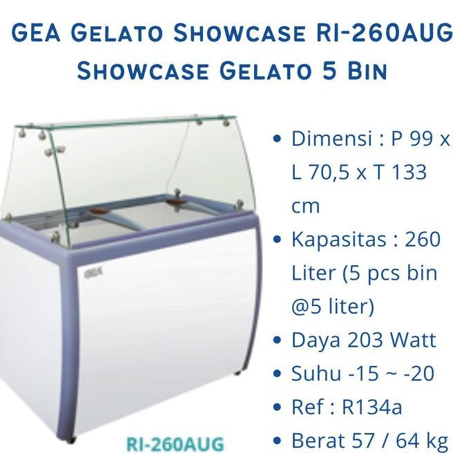 [Baru] Gea Gelato Showcase Ri-260Aug / Showcase Gelato 5 Bin Garansi Resmi