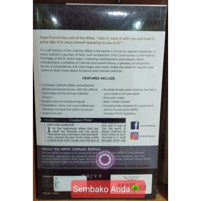 [Ready Stock] Nrsv Catholic Holy Bible. Alkitab Katolik Bahasa Inggris. Lea.
