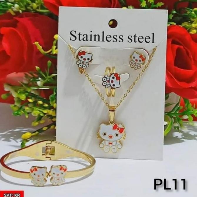 isi 6 set paket usaha grosir murah set anak titanium anti karat PL1514