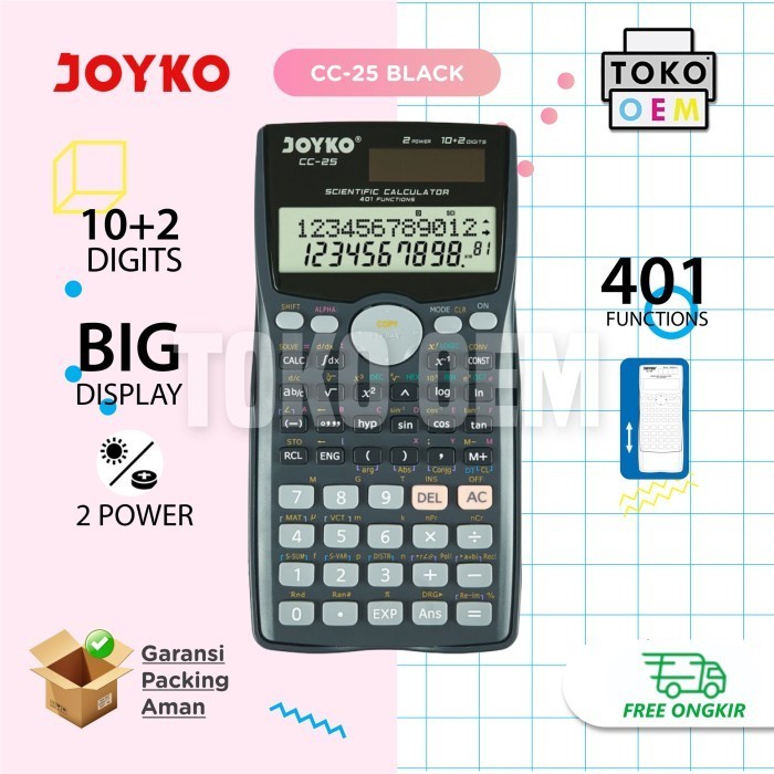 

Ready JOYKO CC-25CO CALCULATOR SCIENTIFIC KALKULATOR RUMUS MATEMATIKA FISIKA