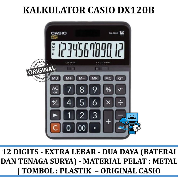 

Ready Kalkulator Casio Dx120B Kalkulator Dx-120B Dagang 12 Digit Metal Cover