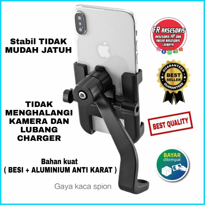 Phone Holder Motor Spion Holder Motor / Sepeda Holder Hp Besi Kuat Ori