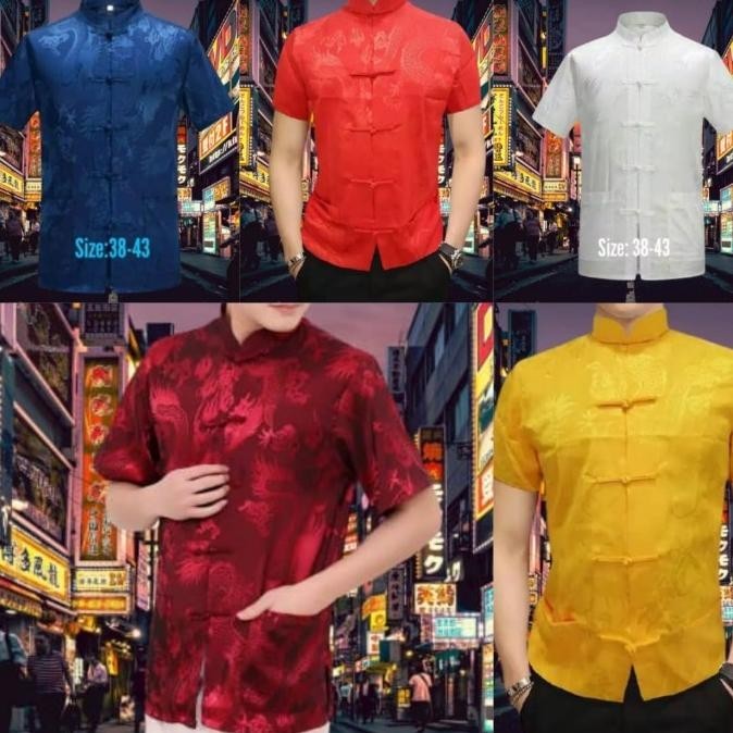 cheongsam pria lengan pendek