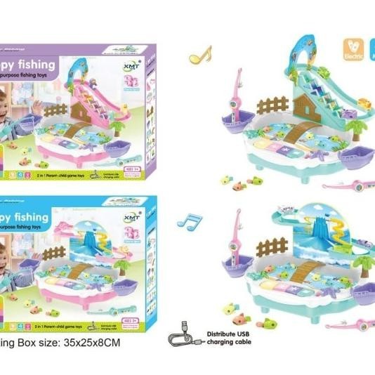 Happy Fishing Mainan Anak Fishing Game 2In1 Pancing Ikan & Tra