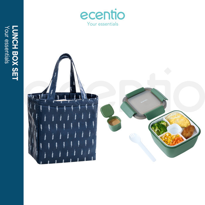 ECENTIO KOTAK MAKAN 1.1L LUNCH BOX&TAS BEKAL SET ANTI BOCOR BPA FREE