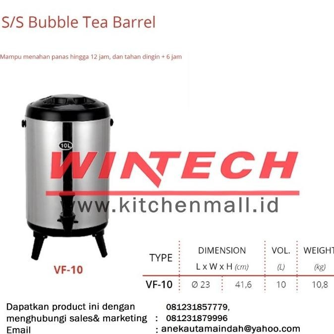 [Promo] Getra Vf-10 Bubble Tea Barrel Wadah Pendingin Minuman Stainless