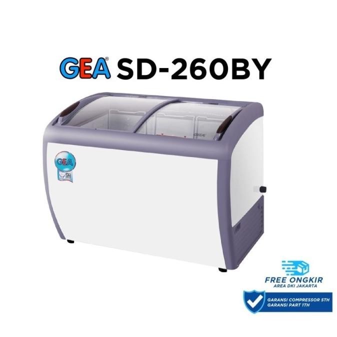 [Baru] Gea Sd-260By Sliding Curve Glass Freezer / Chest Freezer / Sd 260By