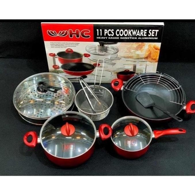 [Baru] Panci Multifungsi , Hc 11 Pcs , Panci Teteflon , Panci Cookware Set