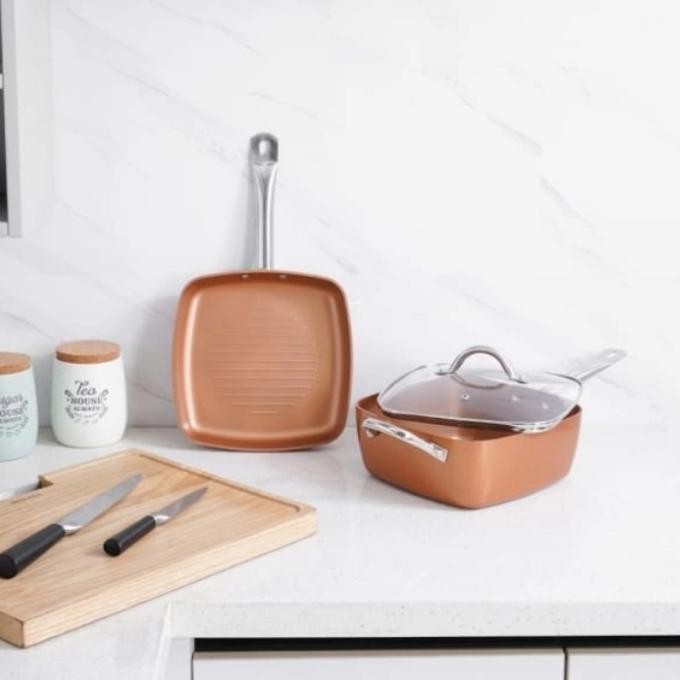 [Ready] Culinart Set Ceramic Square Cookware Wajan Penggorengan