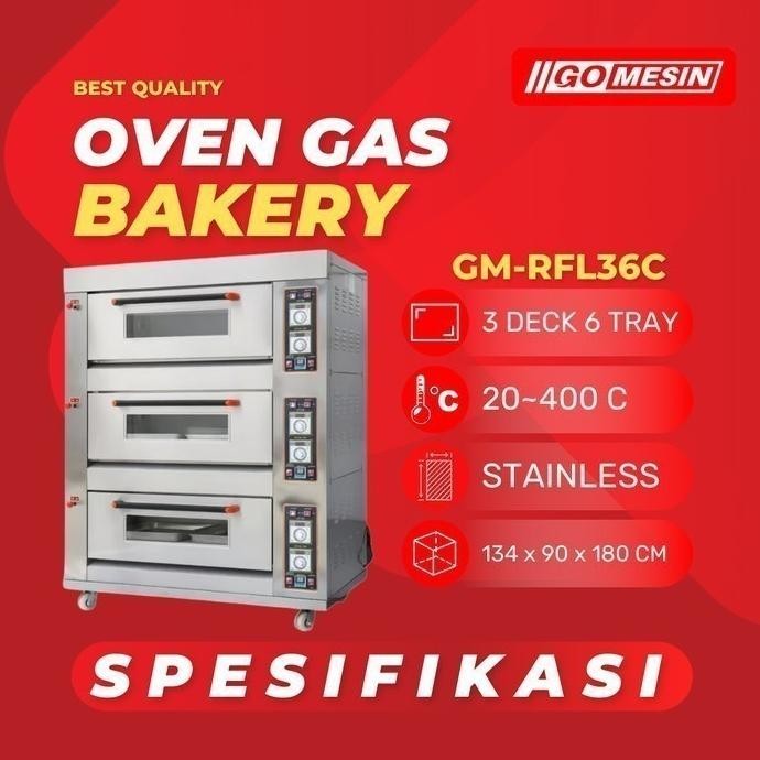 [Ready Stock] Oven Gas Getra Rfl-36Gd Oven Gas 3 Deck 6 Tray Garansi Resmi