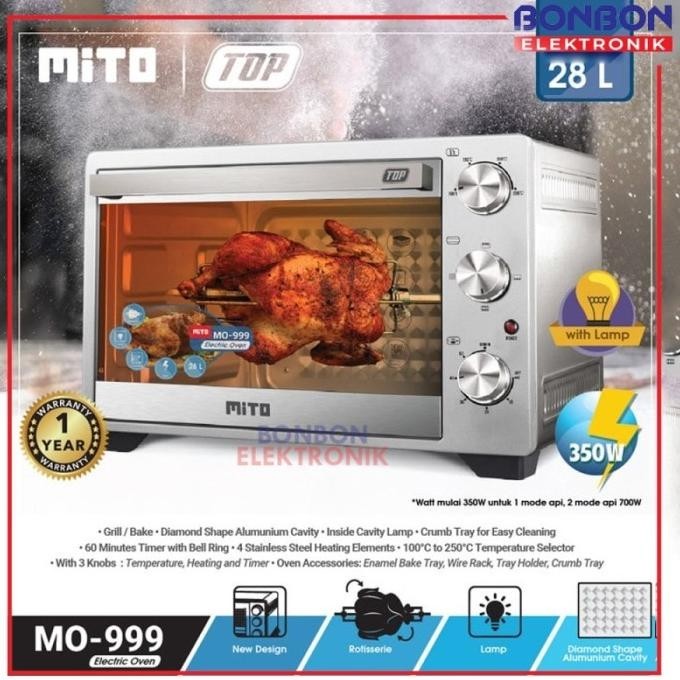 [New] Mito Oven Listrik Top Mo-999 28L Pemanggang Kue Mo999 28 Liter