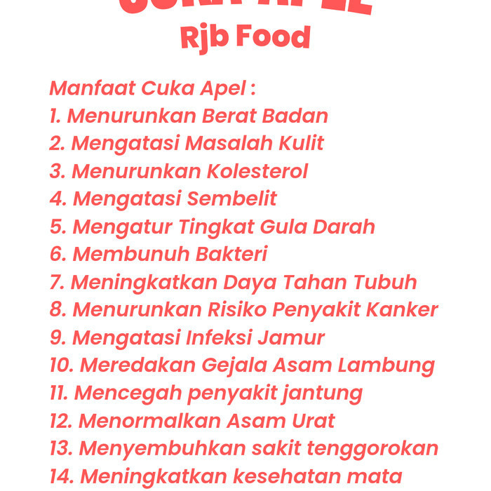 

Rjb Food Cuka Apel 250ml Diet Sehat K02