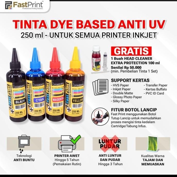 

TERBARU - Tinta Dye Based Anti UV 1 Set 100 ML 4 Warna