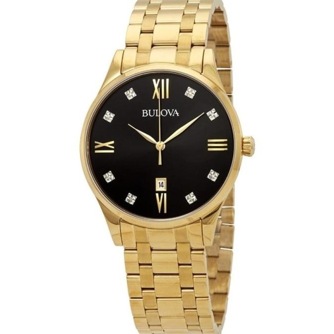[New] Bulova 97D108 Gold Black Dial