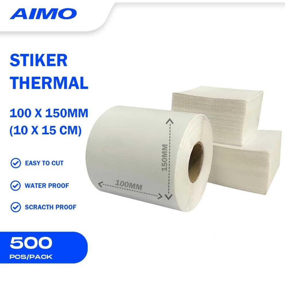 

Berkualitas Aimo Thermal Paper Label Sticker Barcode Lipat & Roll 100 X 150Mm A6 500Pcs Promo