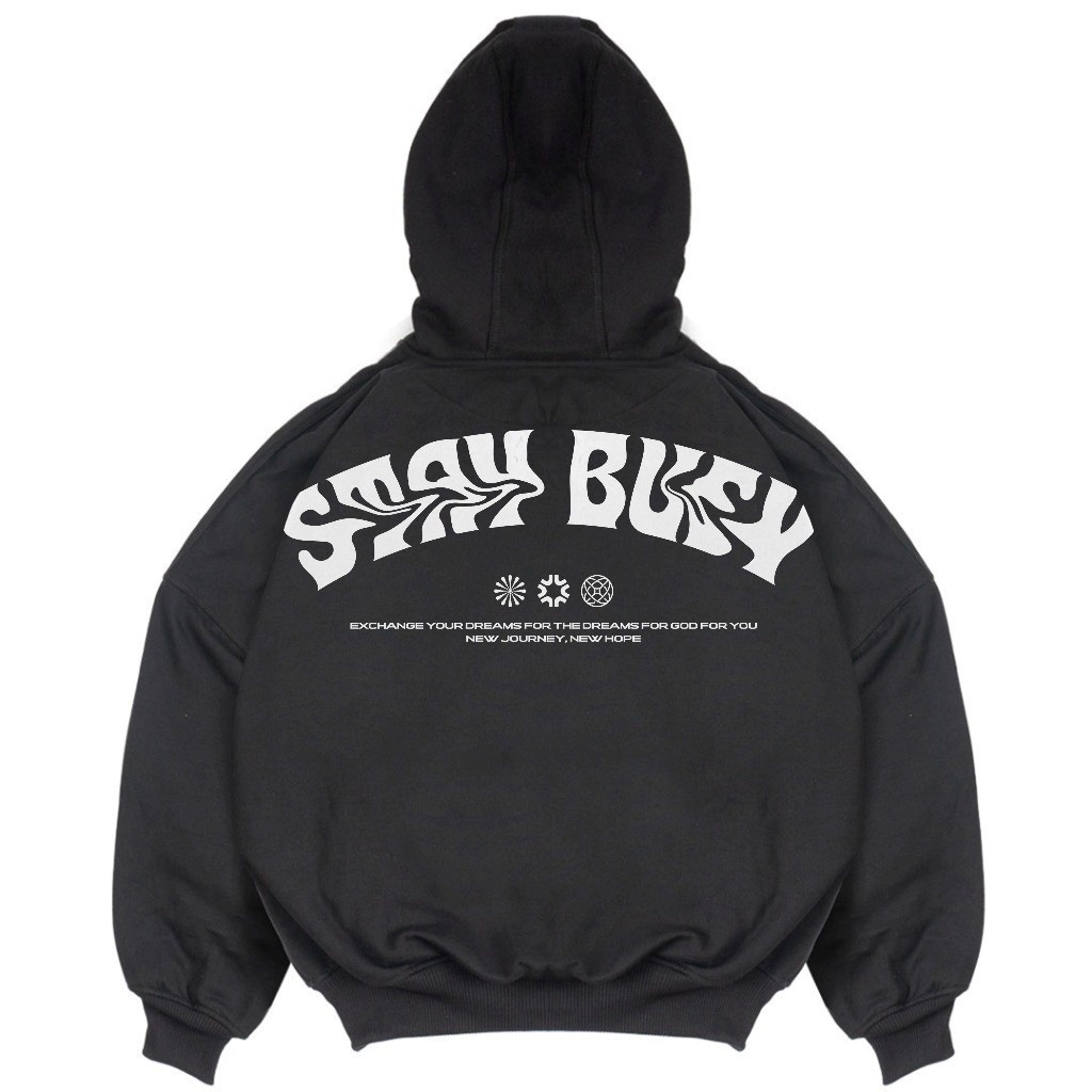 Troy Company Hoodie Boxy Oversize Black Wave - Hoodie Boxy Oversize Hitam HB 2546