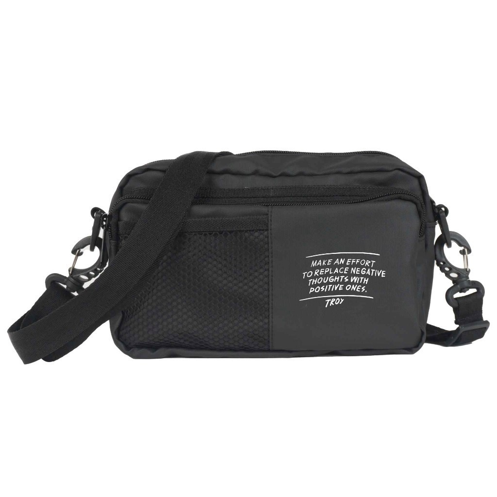 Troy Company Sling Bag Compact Black Quotes - Slingbag Hitam Tas Selempang Hitam SBD 2280