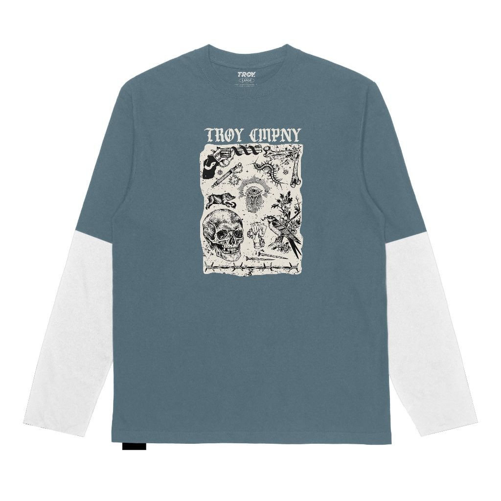 Troy Company Double Layer Longsleeve T-shirt Mineral Blue Occultism DS 2490