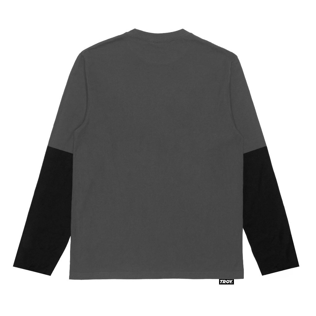 Troy Company Double Sleeve Longsleeve Tshirt Dark Grey Black DID - Kaos Lengan Panjang Abu Gelap Hitam DSD 2449