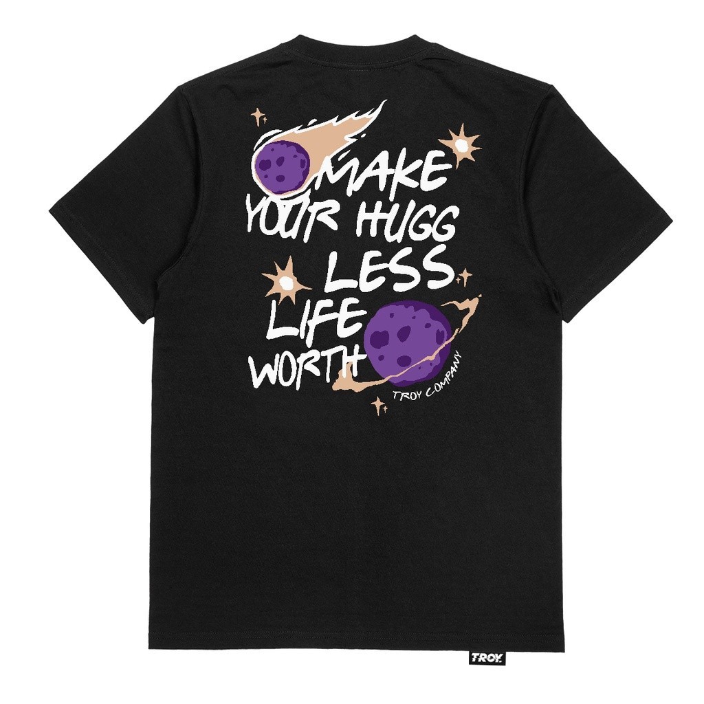 Troy Company Tshirt Black Less Life Worth - Kaos Pria Lengan Pendek Hitam MT 2293