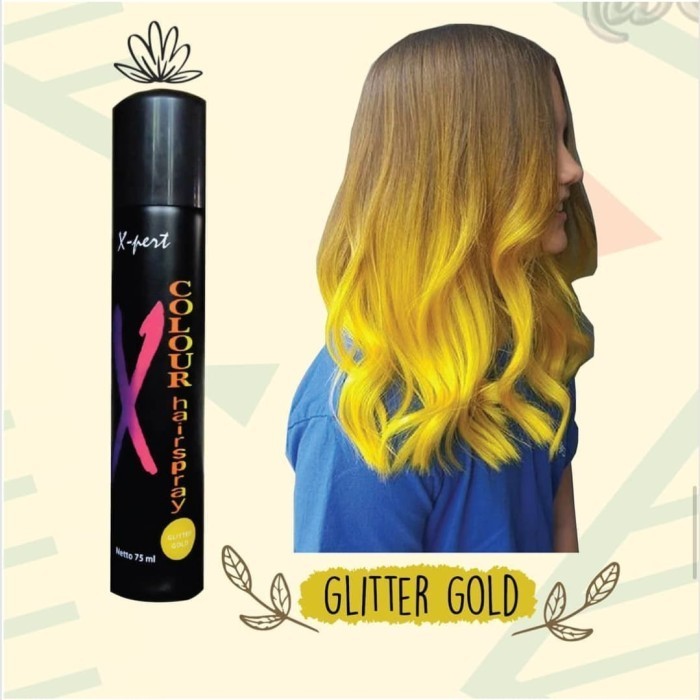 Xpert Original Cat Rambut Semprot Warna Glitter Gold