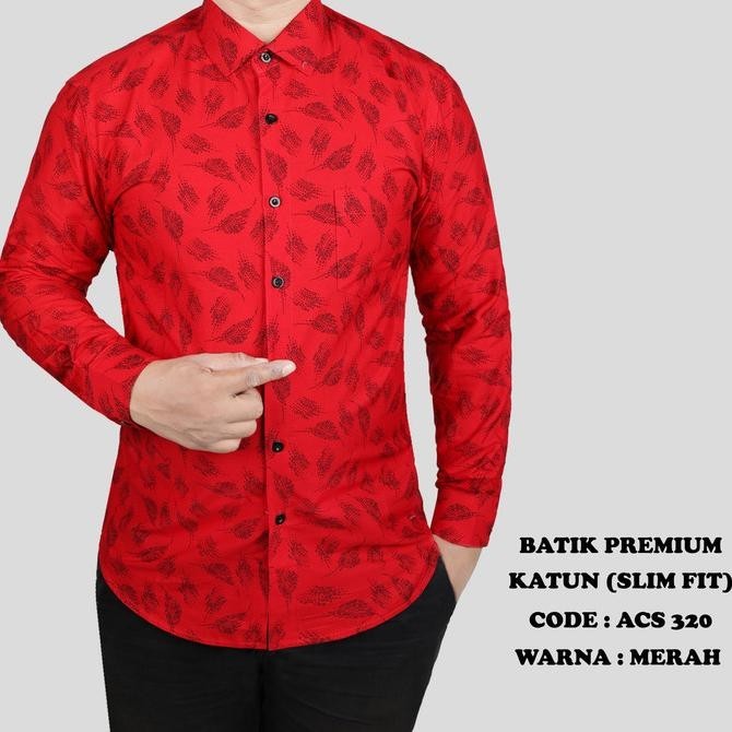 Kemeja Batik Pria Slim Fit / Baju Batik Pria Slim Fit Acs320