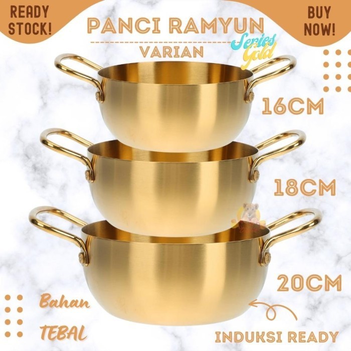 Panci Gold Ramyun 16Cm Stainless Tebal Korea Induksi Ready