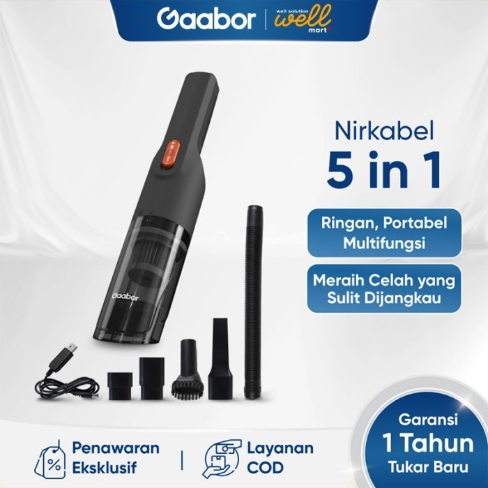Gaabor GVCC-M3A2 Vacuum Cleaner Genggam Portable 5-in-1 Multifungsi Hitam 0.3L