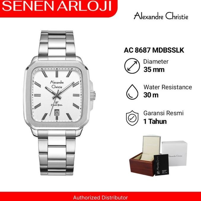Jam Tangan Pria Alexandre Christie Ac 8687 Original - Silver