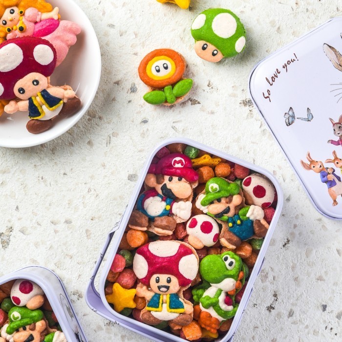 

Ready Super mario tin can macarons
