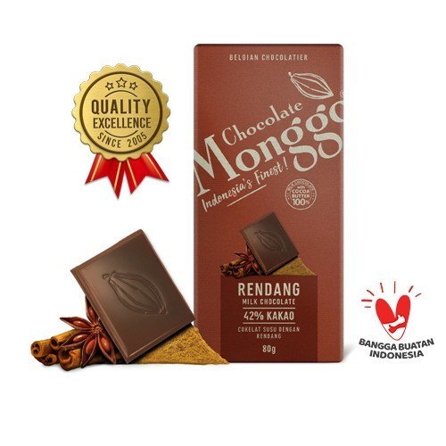 

Ready Chocolate Monggo Nutmeg & Dark Chocolate 80g Coklat Murni Premium