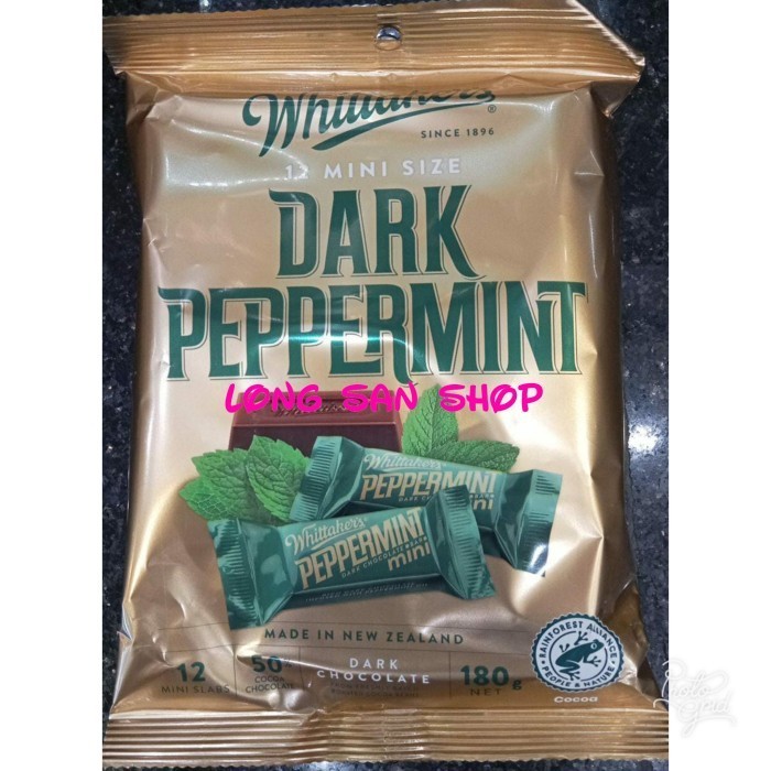 

Ready PROMO! Whittakers Chocolate Dark Peppermint Isi 12 mini size 180 gr