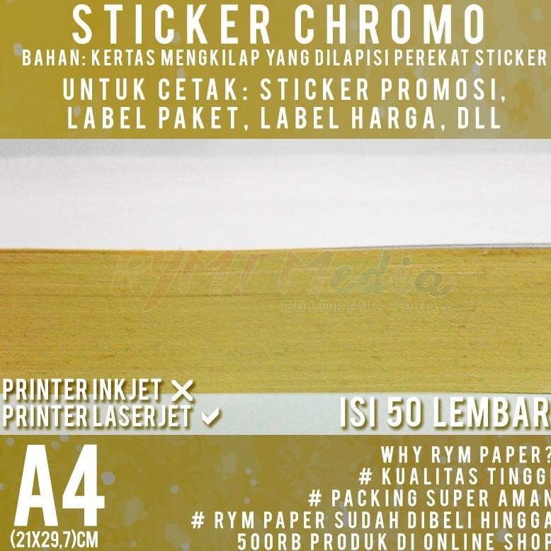 

TGH Sticker Chromo A4 isi 50 lembar / Kertas Stiker Glossy Mengkilap A4 TERLARIS