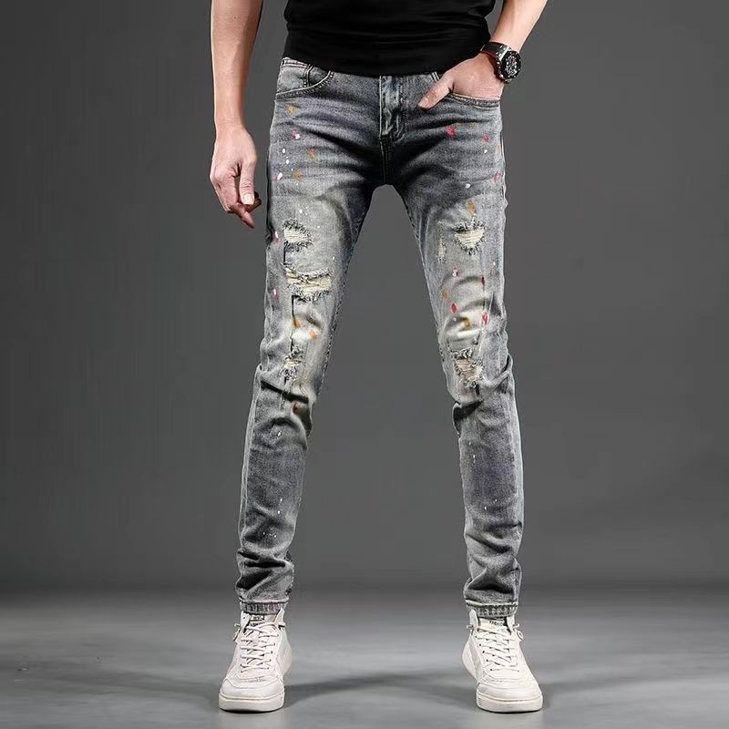 Celana Panjang Ketat Semata Kaki Pria, Celana Panjang Ketat Peramping Pergelangan Kaki, Celana Jins 