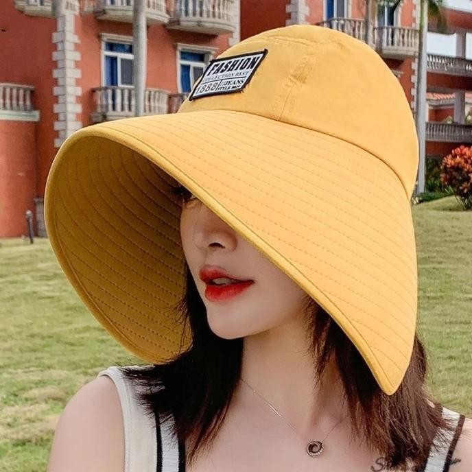 Topi Pelindung Dari Sinar Uv Topi Pantai Wanita-Kuning