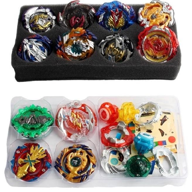 Mainan Gangsing Beyblade Portable Box 6 In 1 Gasing Launcher String
