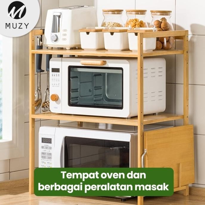 Muzy Rak Oven Rak Dapur kayu rak Bumbu Tingkat Rak Serbaguna HRM201