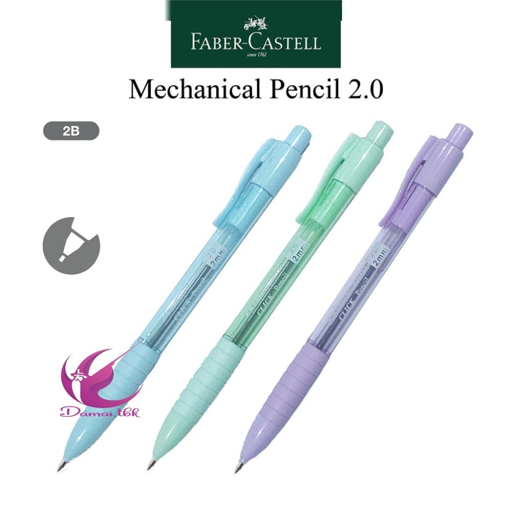 

Pensil Mekanik Faber Castell / Mechanical Pencil Click 2.0 MM Pastel + Rautan Dibagian Atas
