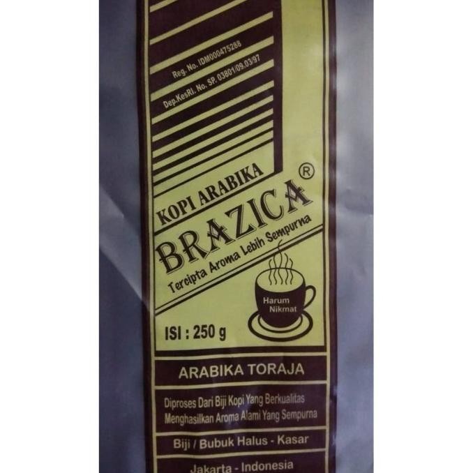 

Kopi Bubuk Arabika Toraja 250 Gram Merek Brazica " Super Quality