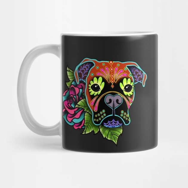 Petinju di Mug Kopi Anjing Tengkorak Gula Hari Rusa Mati