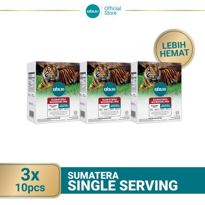 

Excelso Kopi Single Serving Sumatera Mandheling Pack Of 3 Folding Box