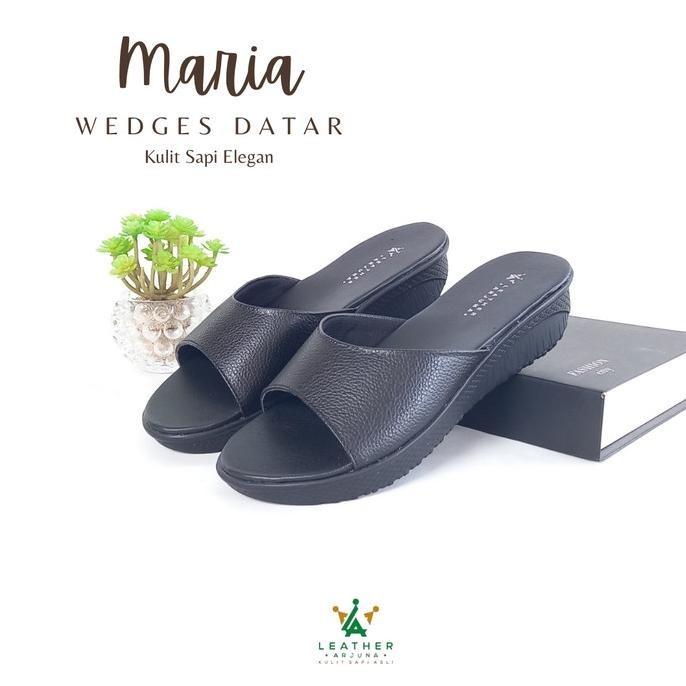Sandal Wedges Wanita Kulit Asli Papirut Leather Arjuna Maria